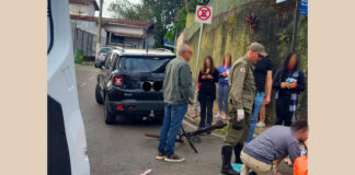 Itabirito: homem perde freio da bicicleta que conduzia no morro do asilo e acerta traseira de Renegade Itabirito: homem perde freio da bicicleta que conduzia no morro do asilo e acerta traseira de Renegade