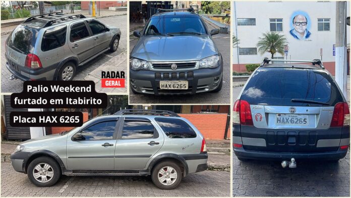 Palio Weekend é levado por bandido em Itabirito; carro estava estacionado no Santa Tereza