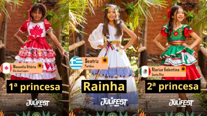 Julifest, Itabirito: rainha Beatriz (Portões), princesas Manuella (Vila José Lopes) e Klarice (Santa Rita)