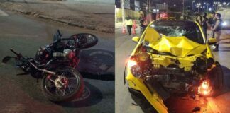 MG: batida entre carro e moto deixa 2 em estado grave; condutores não tinham habilitação MG: batida entre carro e moto deixa 2 em estado grave; condutores não tinham habilitação