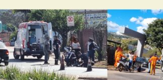 Condutor cai de moto no Acesso 3 de Itabirito e acidente mobiliza Samu Condutor cai de moto no Acesso 3 de Itabirito e acidente mobiliza Samu