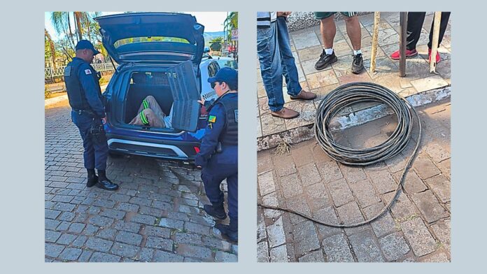 Dupla resolve furtar cabos subterrâneos de internet no Centro de Mariana e é presa pela Polícia Municipal