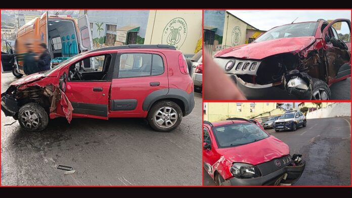 Carro, com 2 senhoras, capota em morro do bairro Boa Viagem, em Itabirito