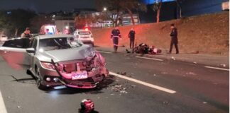 MG: motociclista é arremessada 15 metros e morre ao ser atingida por carro, na contramão, na BR-381 MG: motociclista é arremessada 15 metros e morre ao ser atingida por carro, na contramão, na BR-381