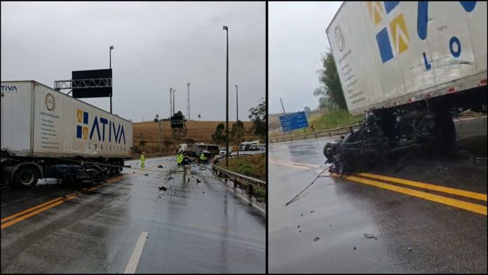 Acidente entre carretas mata motorista e interdita BR-040 em Conselheiro Lafaiete