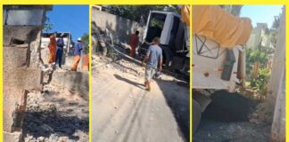 Itabirito: caminhão carregado de asfalto não consegue subir rua, atinge muro e para a metros de uma casa Itabirito: caminhão carregado de asfalto não consegue subir rua, atinge muro e para a metros de uma casa