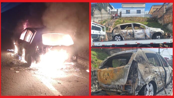 Em trabalho missionário, carro de igreja de Itabirito pega fogo na BR-356; pastores pedem ajuda; VÍDEO