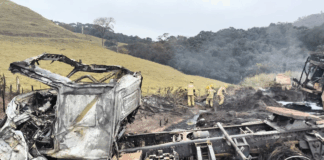 BR-040: motorista morre carbonizado em acidente com carreta que transportava etanol em Congonhas BR-040: motorista morre carbonizado em acidente com carreta que transportava etanol em Congonhas