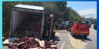 MG: caminhão colide com mureta e deixa motorista gravemente ferido na BR-381 MG: caminhão colide com mureta e deixa motorista gravemente ferido na BR-381