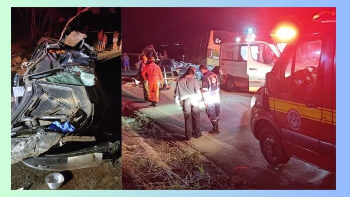 MG: casal de idosos morre em colisão frontal entre carro e ônibus na MG-352