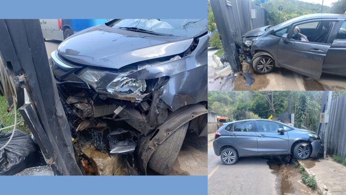 Itabirito: carro acerta muro, condutor diz que usou medicação e álcool há horas, mas bafômetro dá zero     