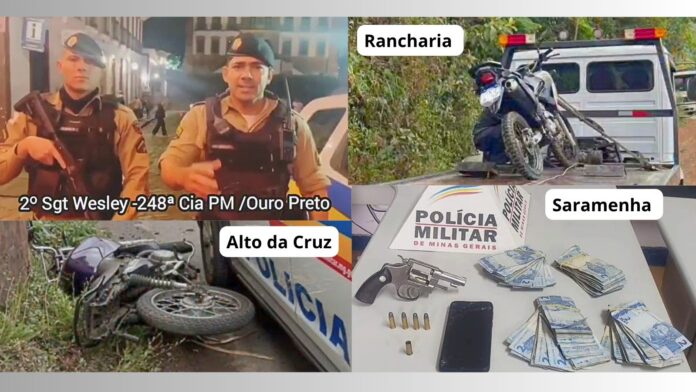 Ouro Preto: em vídeo, sargento traz ações da PM desta quinta; 2 presos, sendo 1 por tentar roubar moto