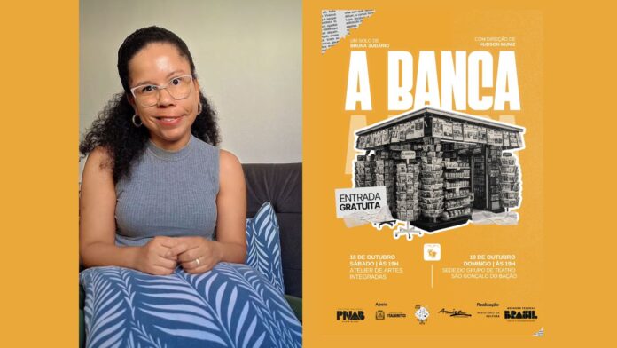 Atriz que iniciou no Atelier de Artes convida Itabirito e São Gonçalo para seu espetáculo ‘A Banca’