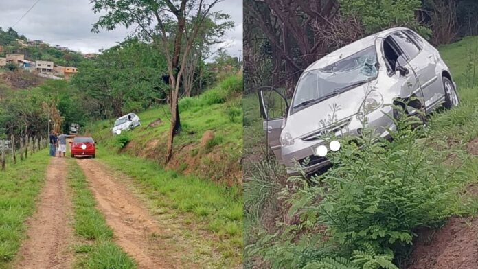 Carro capota em barranco, de cerca de 10 metros, no Padre Eustáquio, em Itabirito