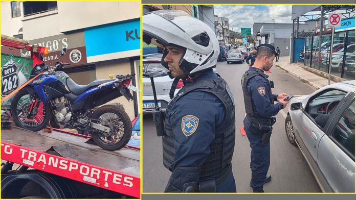 Itabirito: durante blitz, GCM remove 2 veículos, incluindo moto com placa levantada