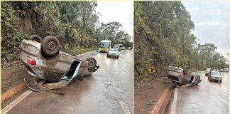 Acidente na BR-356: carro fica de ponta-cabeça na Serra da Santa, em Itabirito Acidente na BR-356: carro fica de ponta-cabeça na Serra da Santa, em Itabirito