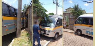 Itabirito: instrutor de autoescola passa mal e ônibus, que ele conduzia e estava com aluna, atinge portão Itabirito: instrutor de autoescola passa mal e ônibus, que ele conduzia e estava com aluna, atinge portão