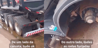 BR-356, Cachoeira do Campo: carreta estacionada em frente ao Posto Pedrosa tem 8 rodas furtadas; VÍDEO BR-356, Cachoeira do Campo: carreta estacionada em frente a posto de gasolina tem 8 rodas furtadas; VÍDEO