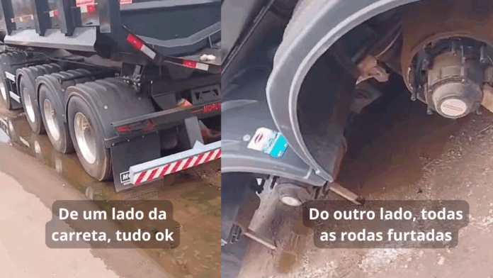 BR-356, Cachoeira do Campo: carreta estacionada em frente a posto de gasolina tem 8 rodas furtadas; VÍDEO