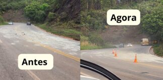 Perigo na BR-356, Serra da Santa, Itabirito: PMRv age após queda de carga de blocos de concreto Perigo na BR-356, Serra da Santa, Itabirito: PMRv age após queda de carga de blocos de concreto