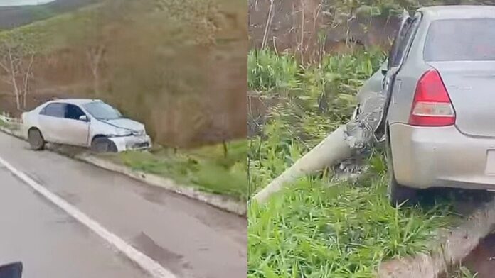 Acidente na BR-356 entre Ouro Preto e Mariana: ‘Poste segurou carro e evitou que descesse ribanceira’