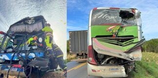 2 ônibus da mesma excursão se chocam violentamente em MG 2 ônibus da mesma excursão se chocam violentamente em MG