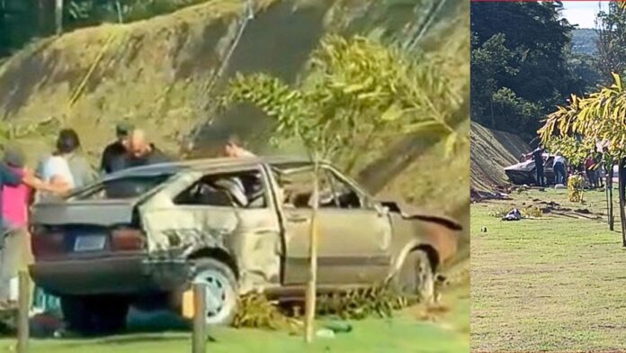 Choque na BR-356 entre Amarantina e Itabirito: condutor perde controle da direção e carro sai da pista