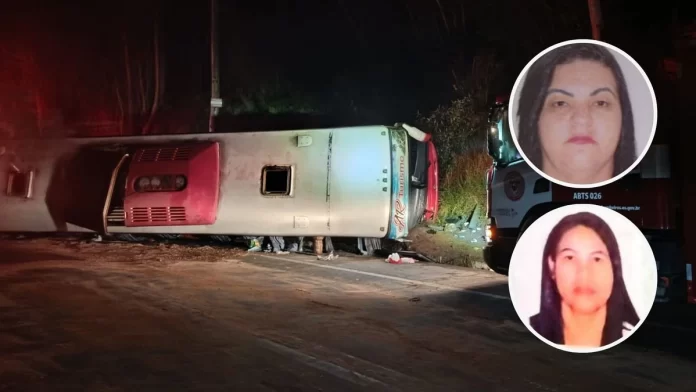 Acidente com ônibus que transportava mineiros na volta de Guarapari deixa 2 mulheres mortas e feridos