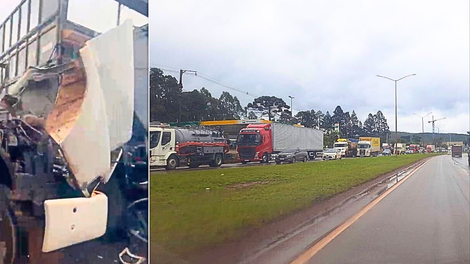 BR-040, Nova Lima: batida entre carretas provoca interdição parcial no Jardim Canadá