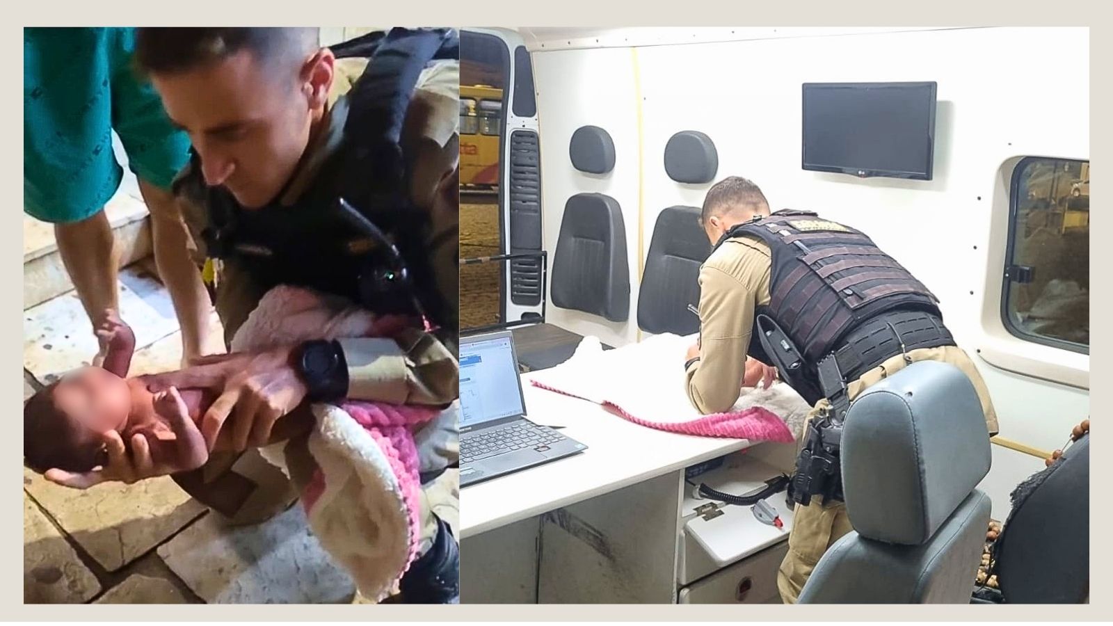 Mariana: policiais militares salvam recém-nascida de 9 dias após parada respiratória; VEJA VÍDEO Mariana: policiais militares salvam recém-nascida de 9 dias após parada respiratória; VEJA VÍDEO