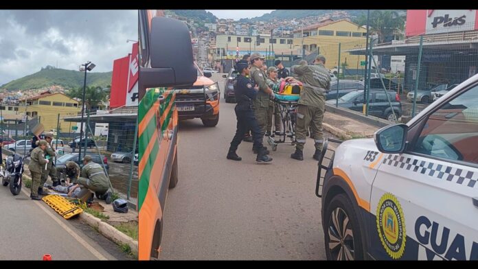 Itabirito: em acidente, motociclista é lançado 20 metros e bate na cerca do Epa