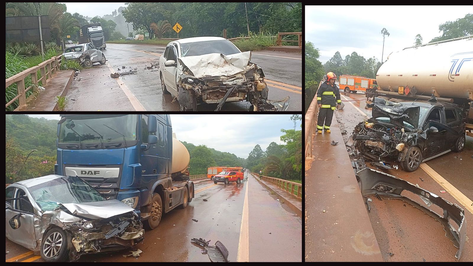 BR-356, Itabirito: acidente entre carreta de combustível e 4 carros deixou 8 feridos, 2 graves BR-356, Itabirito: acidente entre carreta de combustível e 4 carros deixou 8 feridos, 2 graves