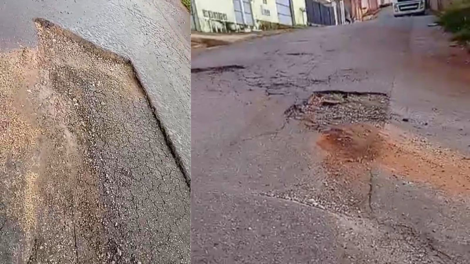 Moradora reclama que buracos, surgidos após obra, vêm provocando acidentes no Novo Itabirito Moradora reclama que buracos, surgidos após obra, vêm provocando acidentes no Novo Itabirito