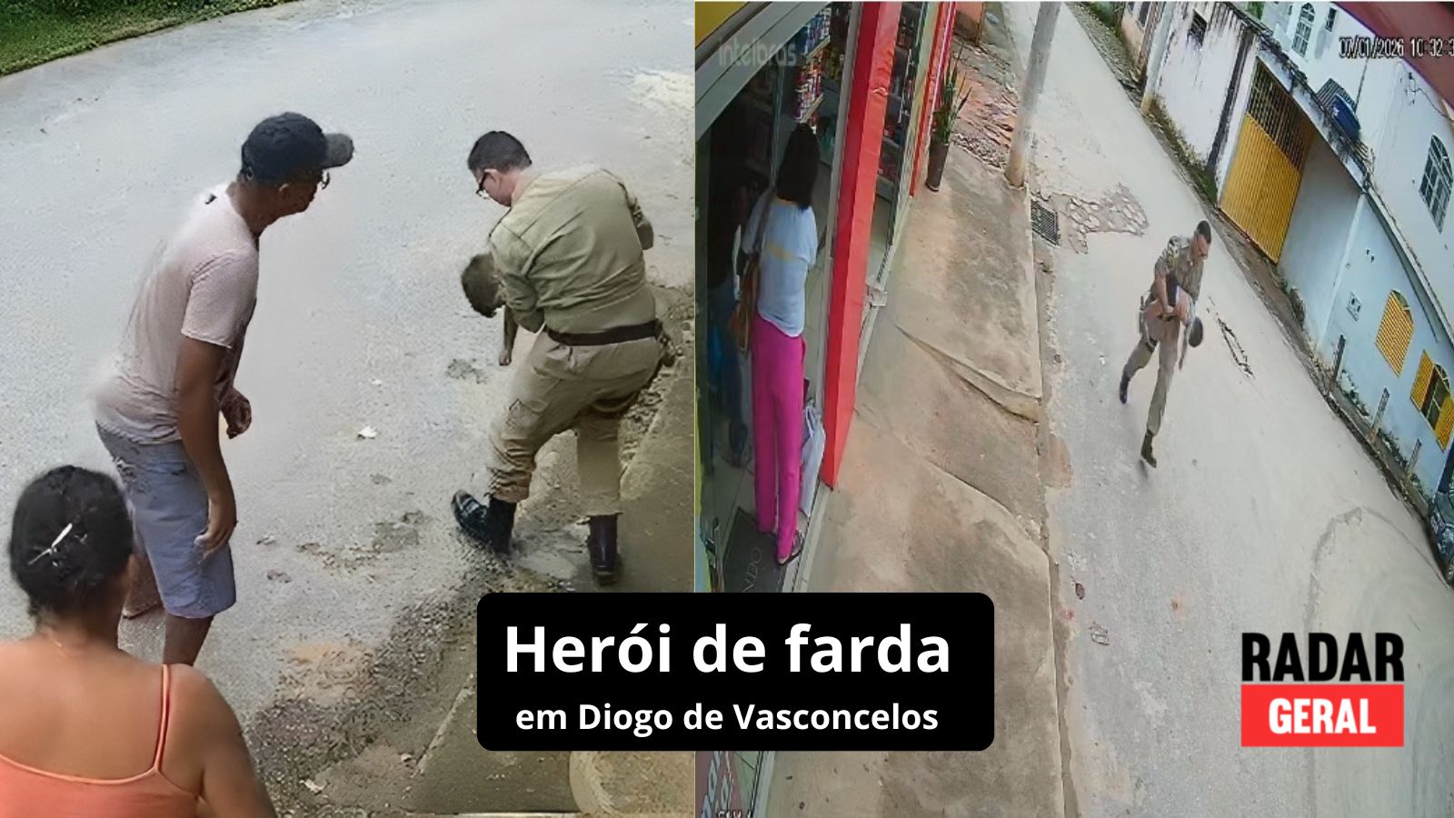 Heroísmo em Diogo de Vasconcelos: PM corre pelas ruas com menino engasgado e salva a vida da criança Heroísmo em Diogo de Vasconcelos: PM corre pelas ruas com menino engasgado e salva a vida da criança
