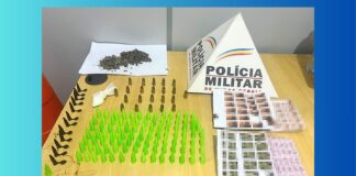 ‘Marca própria’: traficante é preso em Amarantina com adesivos de identificação e munições 9mm Amarantina, Ouro Preto: PM prende traficante e apreende cocaína, maconha e munições em barracão