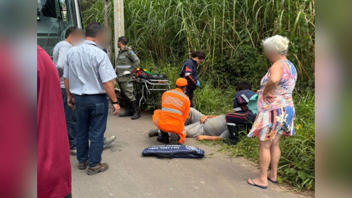 Itabirito: acidente entre ônibus e moto deixa 2 feridos no Adão Lopes