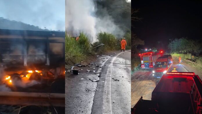 MG-262, Mariana: bitrem pega fogo em acidente com guincho que retirava caminhão do Rio Gualaxo