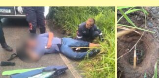 Cardoso, Itabirito: guarda municipal torce o pé ao cair em buraco ‘camuflado’ feito para fixar poste Cardoso, Itabirito: guarda municipal torce o pé ao cair em buraco ‘camuflado’ feito para fixar poste