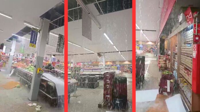 Vídeo mostra estragos após forte temporal atingir Supermercado BH em Ouro Branco