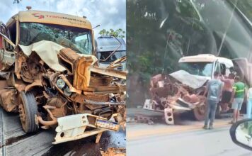 MG: 3 caminhões se envolvem em acidente na BR-381; motorista fica preso e é ajudado por populares MG: engavetamento com três caminhões deixa ferido na BR-381