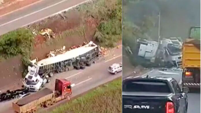 MG: motorista perde o controle de carreta, sai da pista e cai em ribanceira na BR-381 MG: motorista perde o controle de carreta, sai da pista e cai em ribanceira na BR-381