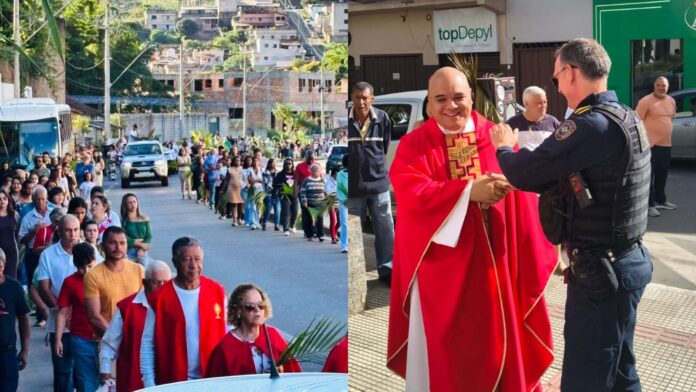 Itabirito: com procissões, igrejas Boa Viagem e São Sebastião celebram Domingo de Ramos; GCM apoia