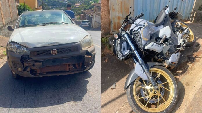 Itabirito: ao tentar entrar em garagem, motorista acerta moto e deixa condutora ferida no Munu; VÍDEO