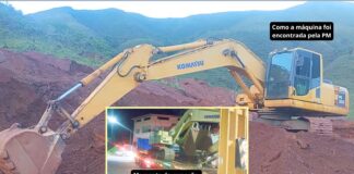 Itabirito: PM apreende escavadeira em mineração ilegal; crime praticado à luz do dia em Ribeirão do Eixo Itabirito: PM apreende escavadeira em mineração ilegal; crime praticado à luz do dia em Ribeirão do Eixo