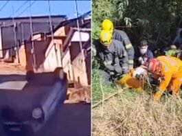 MG: carro desgovernado capota em ladeira e despenca em ribanceira; VEJA VÍDEO MG: carro desgovernado capota em ladeira e despenca em ribanceira