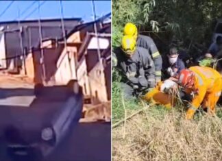 MG: carro desgovernado capota em ladeira e despenca em ribanceira; VEJA VÍDEO MG: carro desgovernado capota em ladeira e despenca em ribanceira