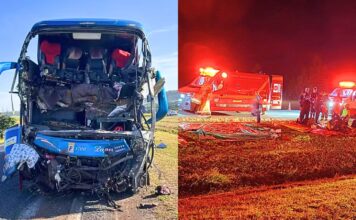 MG: batida entre ônibus de excursão religiosa e carreta deixa 2 mortos e 30 feridos na BR-050 MG: batida entre ônibus de excursão religiosa e carreta deixa 2 mortos e 30 feridos na BR-050