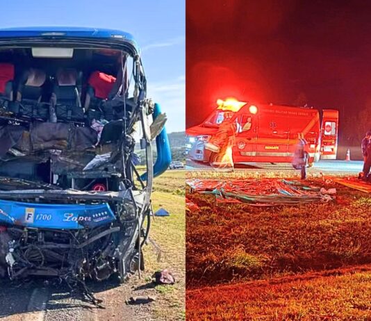 MG: batida entre ônibus de excursão religiosa e carreta deixa 2 mortos e 30 feridos na BR-050 MG: batida entre ônibus de excursão religiosa e carreta deixa 2 mortos e 30 feridos na BR-050