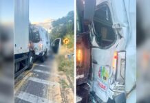 MG: mulher morre e 3 ficam feridas em acidente entre ambulância e veículos de carga na BR-251 MG: mulher morre e 3 ficam feridas em acidente entre ambulância e veículos de carga na BR-251