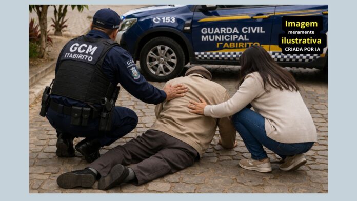 Populares, GCMs e enfermeira socorrem senhor caído no Praia de Itabirito; Brigada acionada